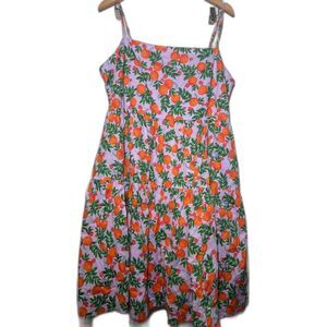 J. Crew Factory Outlet Strappy Midi Dress Orange Print Lavender Sundress 18